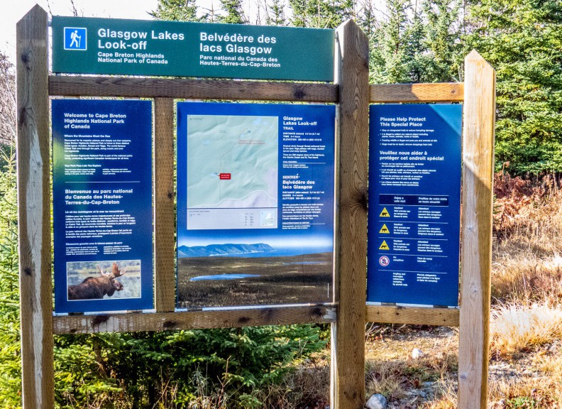 Glasgow Lakes Look-off Trail Sign